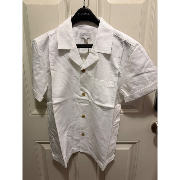 AG Los Angeles White Short-Sleeve Button-Up Shirt M 100% Cotton Made In India - Picture 1 of 7